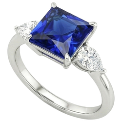 Natural Sapphire Ring 4ct - White Gold 14K
