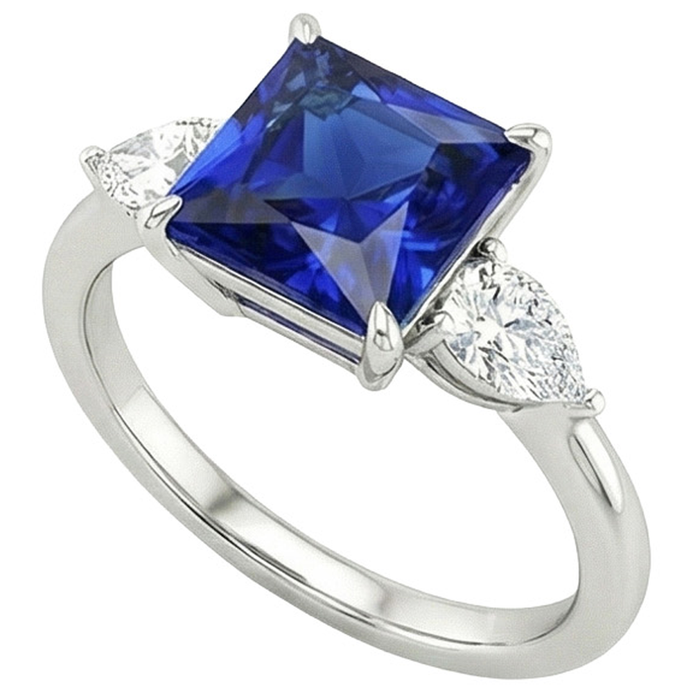 natural princess sapphire 4ct ring side angle