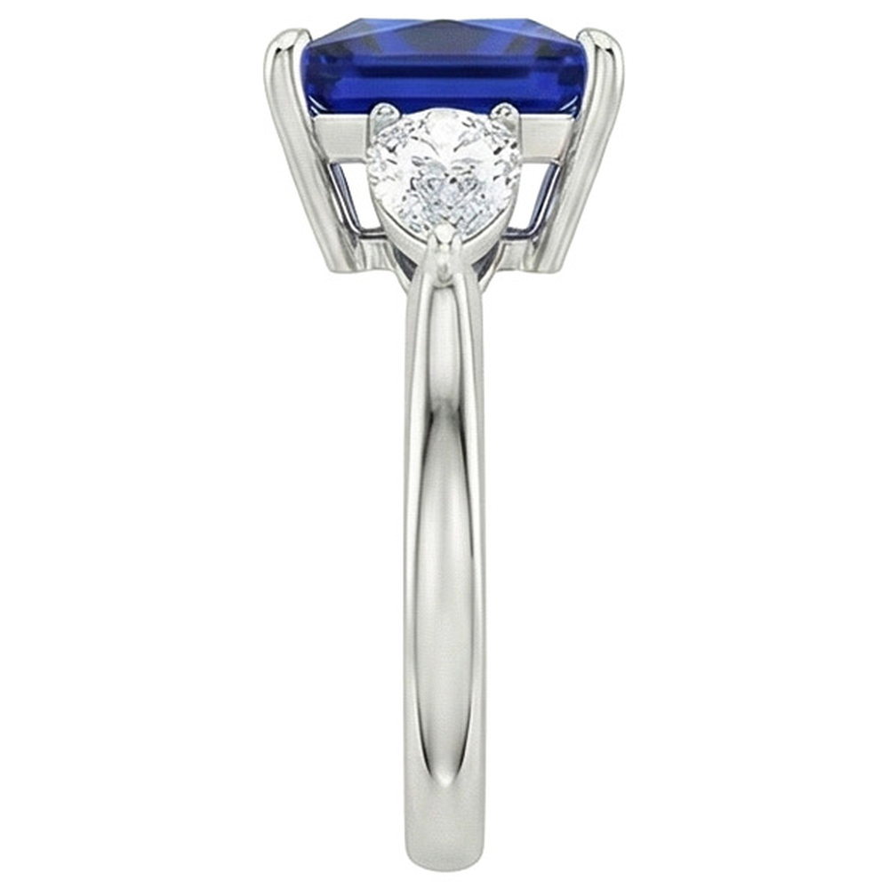 natural princess sapphire 4ct ring profile view