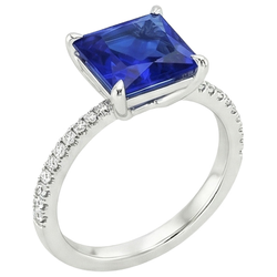 Natural Sapphire Ring 5.75ct - White Gold 14K