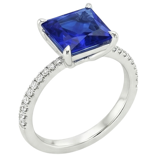 natural round sapphire 5.75ct ring side angle
