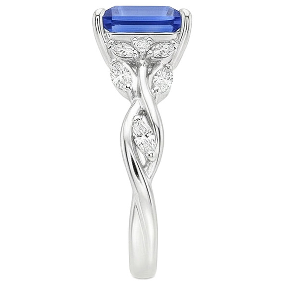 Princess Cut Blue Sapphire Natural Earth Mined Diamond ( Not Lab Grown ) Ring 6.75 Carats Fancy Jewelry