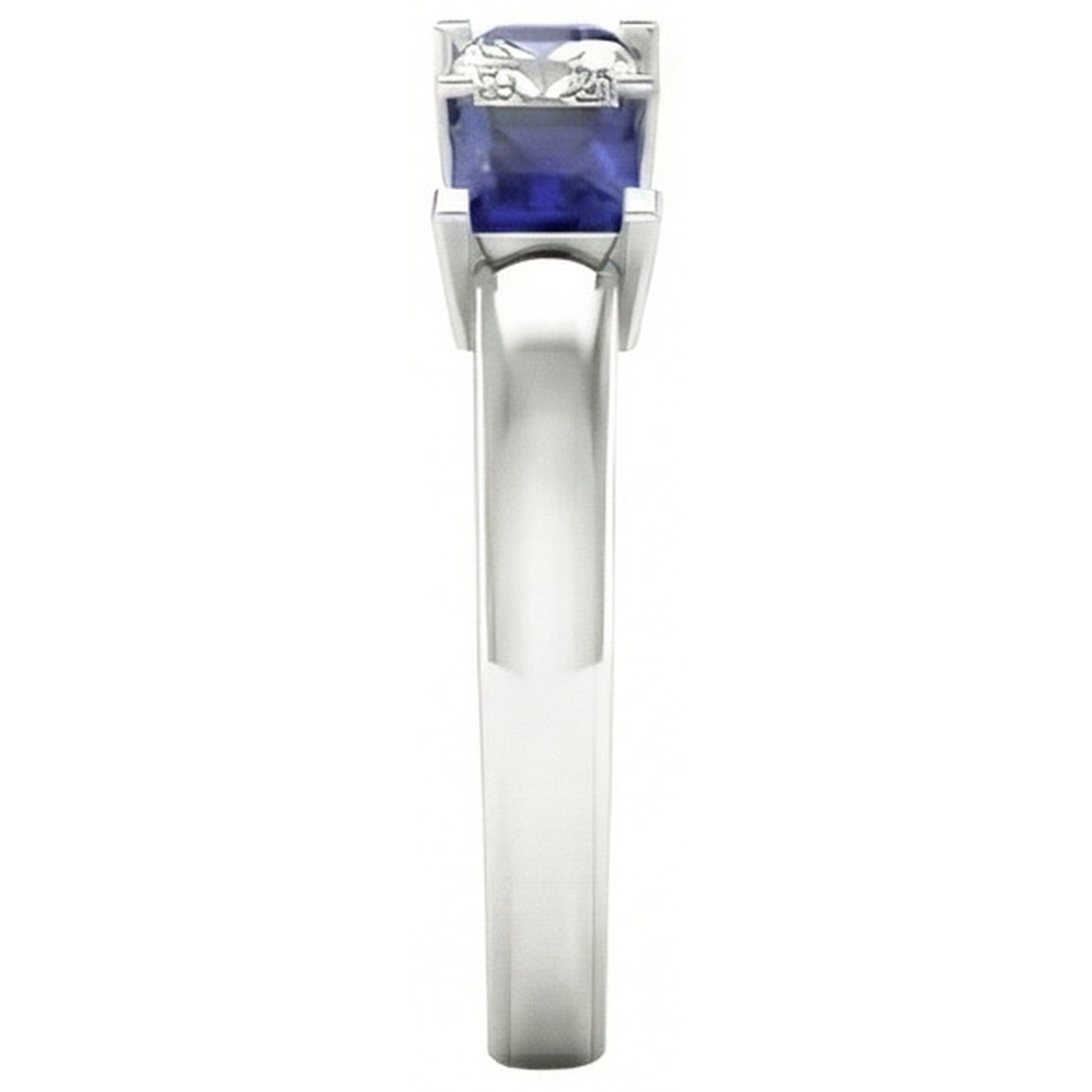 Princess Cut Ceylon Sapphire Natural Earth Mined Diamond ( Not Lab Grown ) s 5 Stone Ring 1.75 Ct