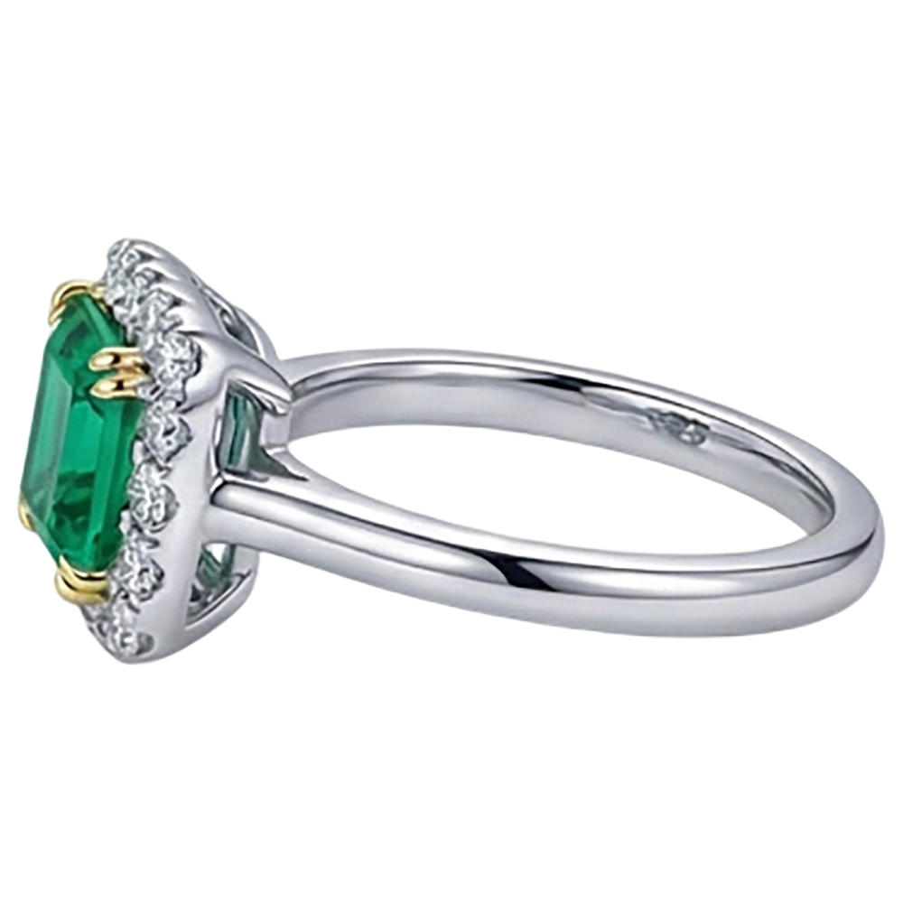 Handcrafted Colombian Emerald Precious Stone Ring 3 ct – profile view