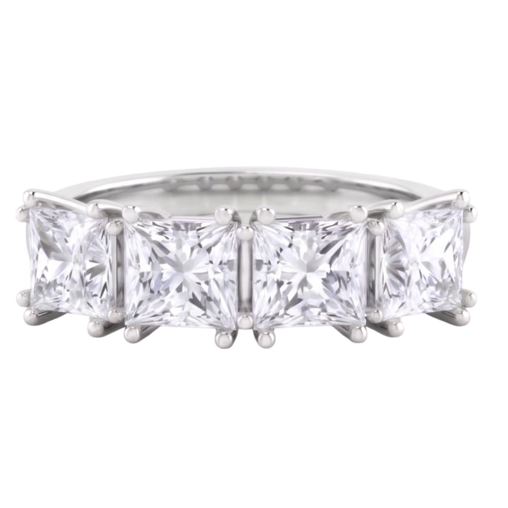 Princess Cut Real Natural Earth Mined Diamond ( Not Lab Grown ) Anniversary Ring Band 3 Carats