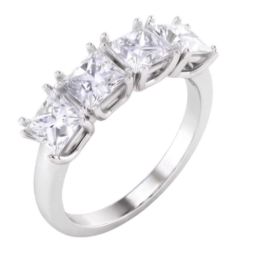 Princess Cut Real Natural Earth Mined Diamond ( Not Lab Grown ) Anniversary Ring Band 3 Carats