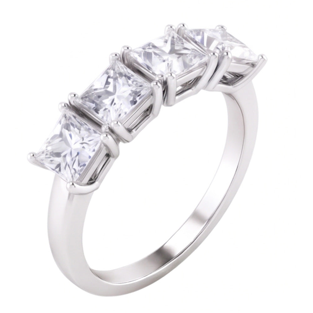 Princess Cut Real Natural Earth Mined Diamond ( Not Lab Grown ) Anniversary Ring Band 3 Carats