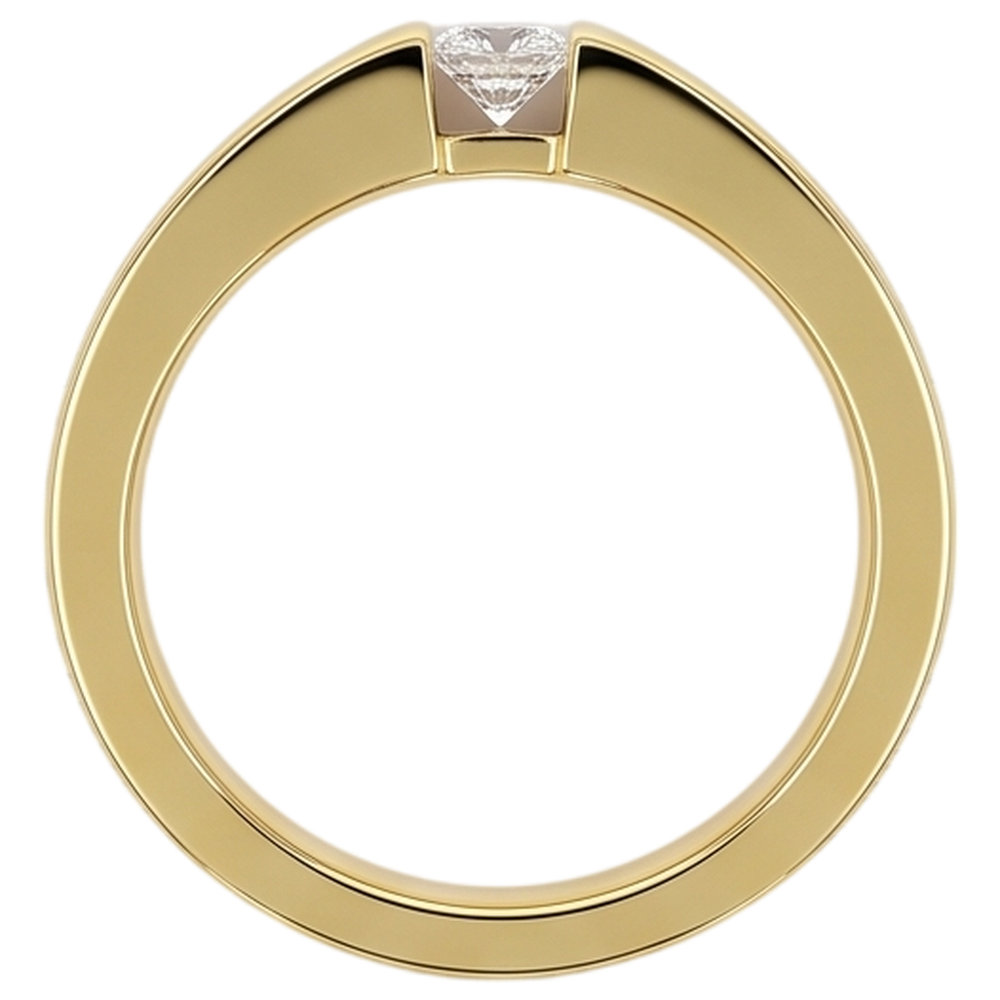 Princess Cut Real Natural Earth Mined Diamond ( Not Lab Grown ) Tension Set Men's Ring 0.75 Carats Yellow Gold