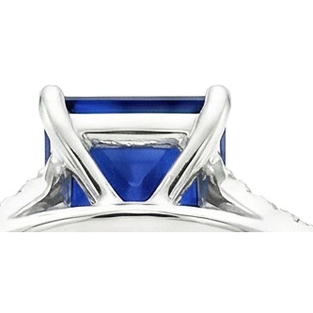 Princess Cut Solitaire Gemstone Ring With Pave Natural Earth Mined Diamond ( Not Lab Grown ) Accents 6 Carat