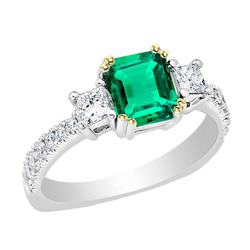 Fine Emerald GIA Certified Gemstone Ring 2 ct in 14 Karat Two