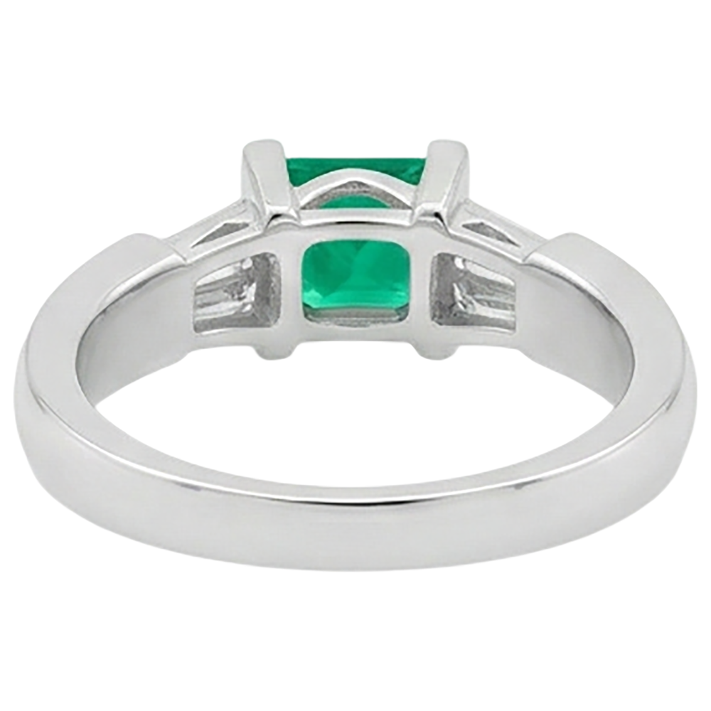 Precious Stone Ring 14 Karat White Gold with Fine Emerald – back view