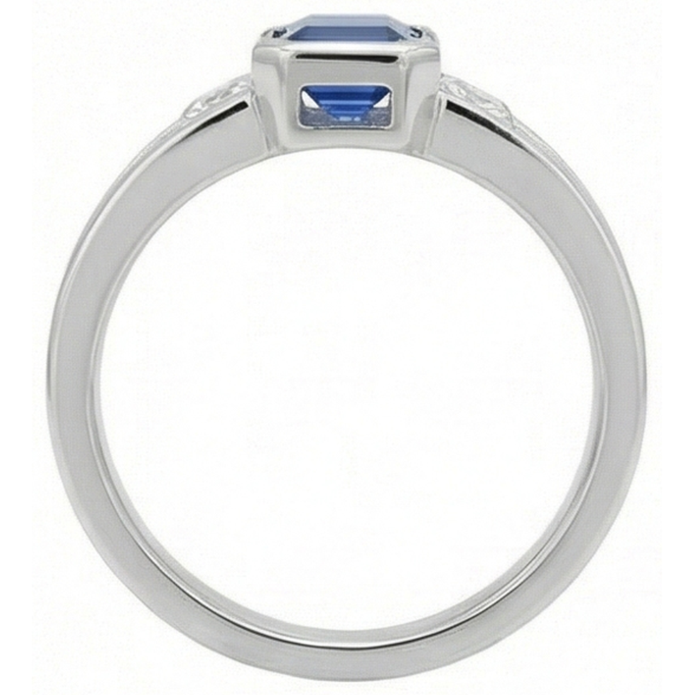 natural emerald sapphire 1.25ct ring profile view