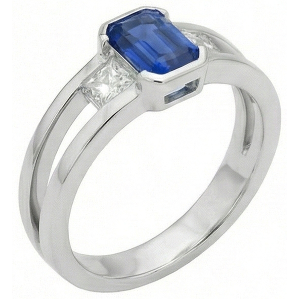 natural emerald sapphire 1.25ct ring close up detail