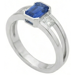 Natural Sapphire Ring 1.25ct - White Gold 14K