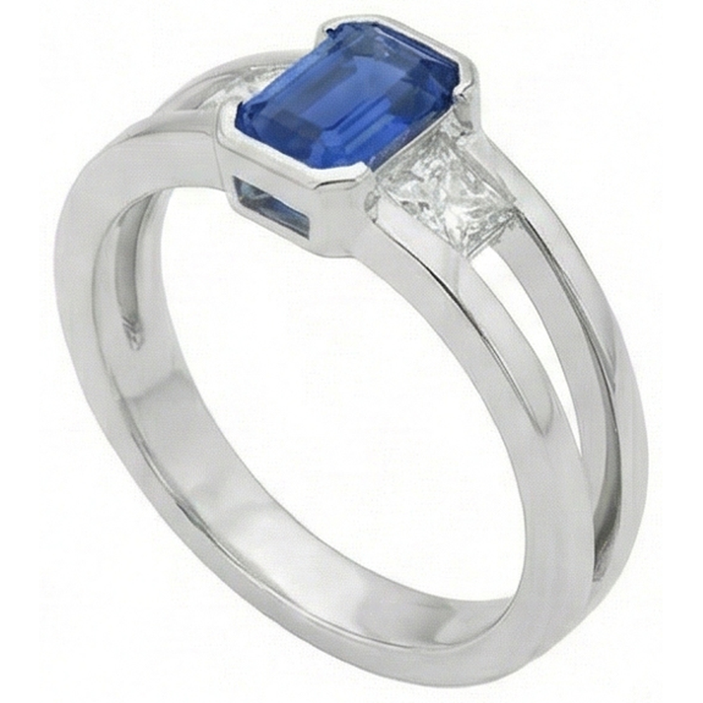 natural emerald sapphire 1.25ct ring front view