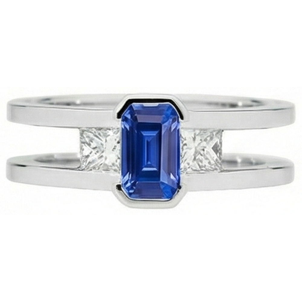 natural emerald sapphire 1.25ct ring side angle