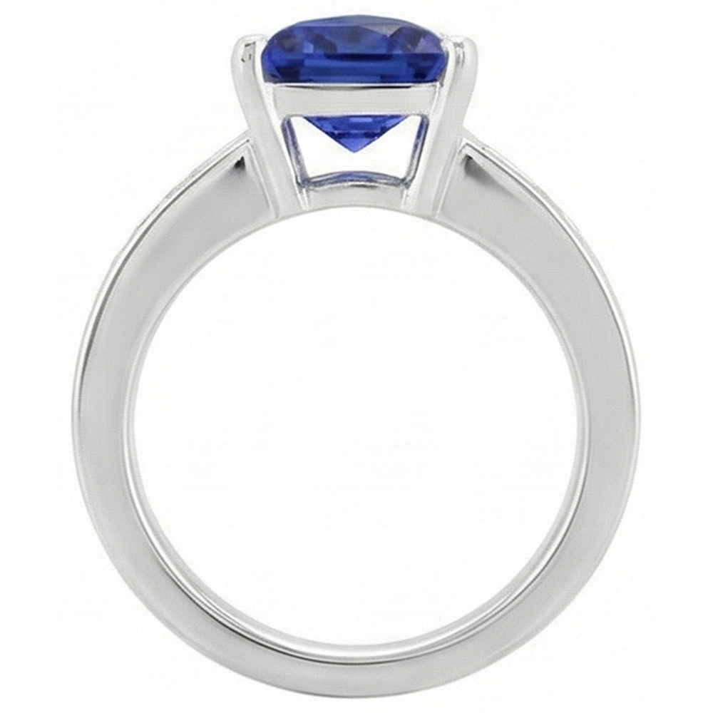 Princess Natural Earth Mined Diamond ( Not Lab Grown ) Trillion Sapphire Ring 1.25 Carats Channel Set