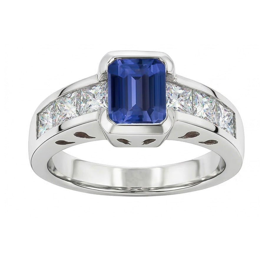 natural emerald sapphire 2.50ct ring close up detail