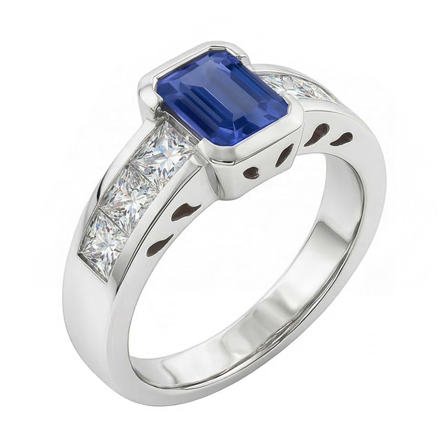 natural emerald sapphire 2.50ct ring top view