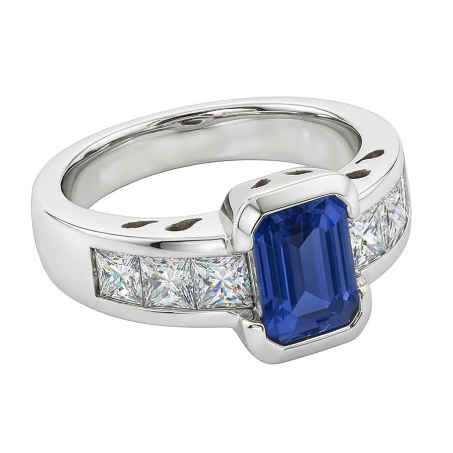 natural emerald sapphire 2.50ct ring profile view