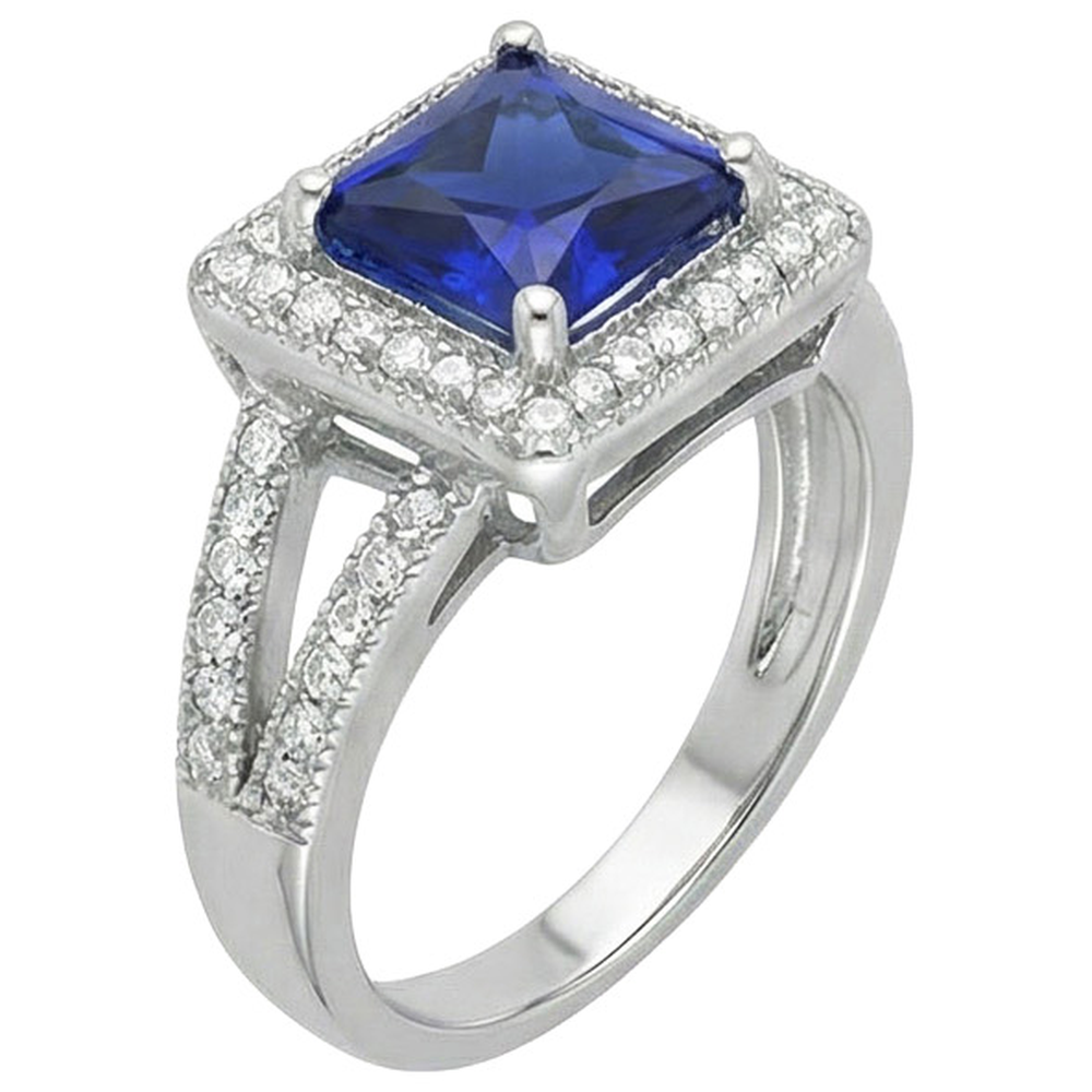 natural round sapphire 3.56ct ring front view