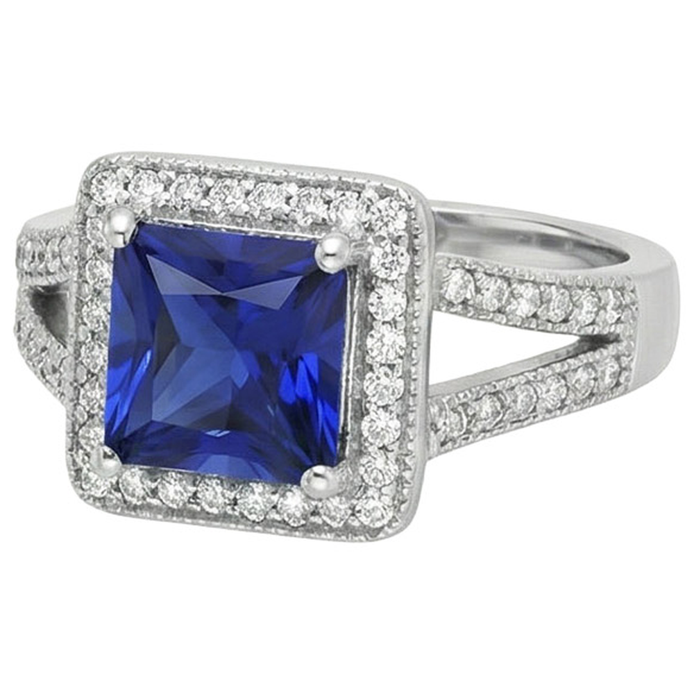natural round sapphire 3.56ct ring close up detail