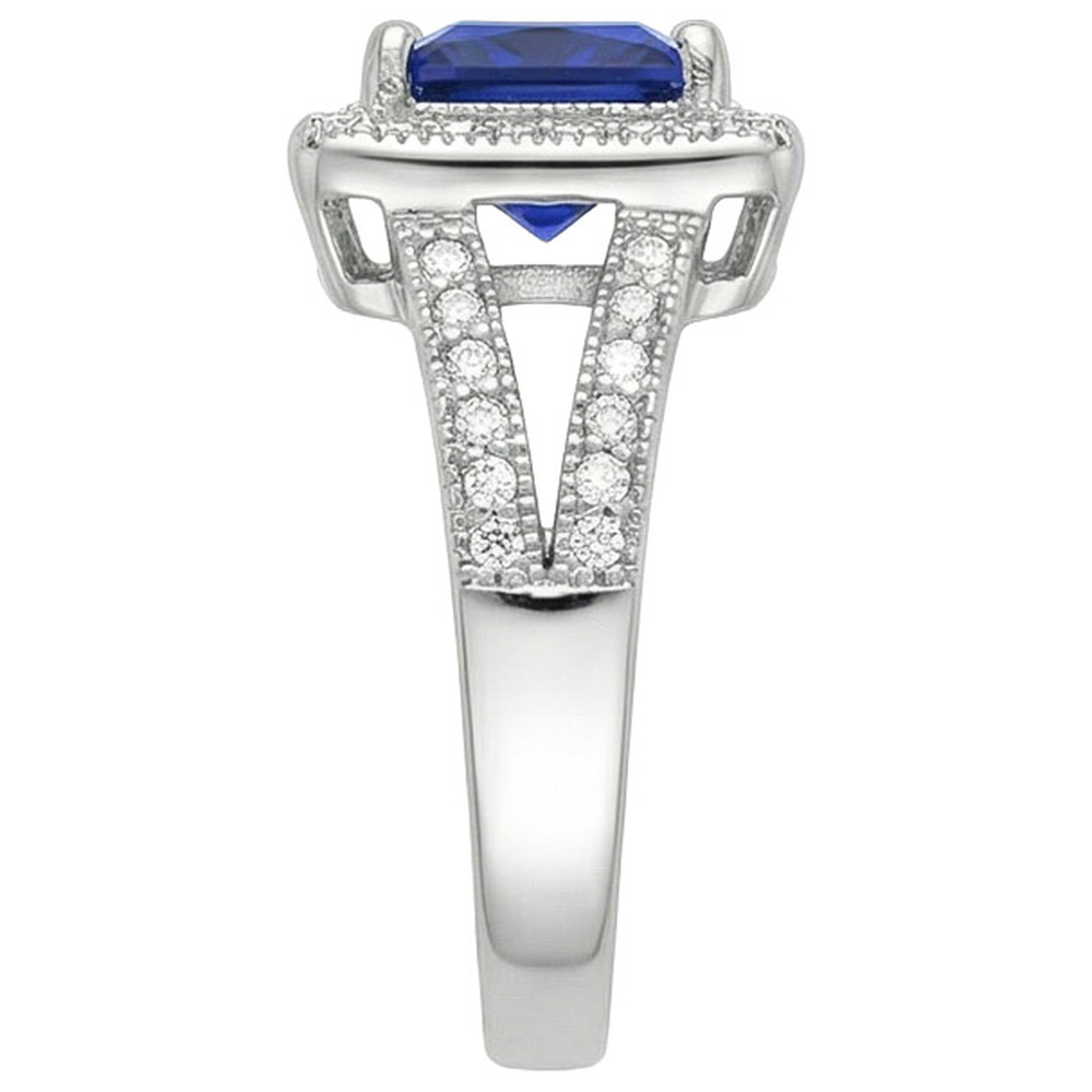 natural round sapphire 3.56ct ring top view