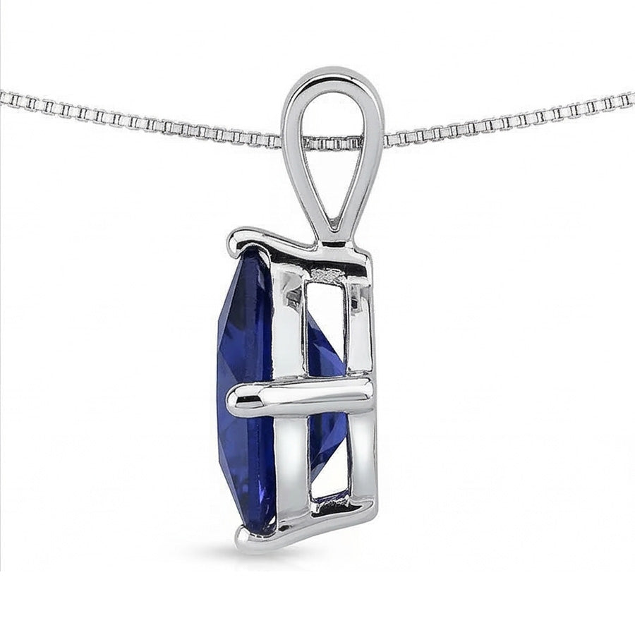 Princess Sapphire Solitaire Pendant Basket Set Necklace 5 Carats