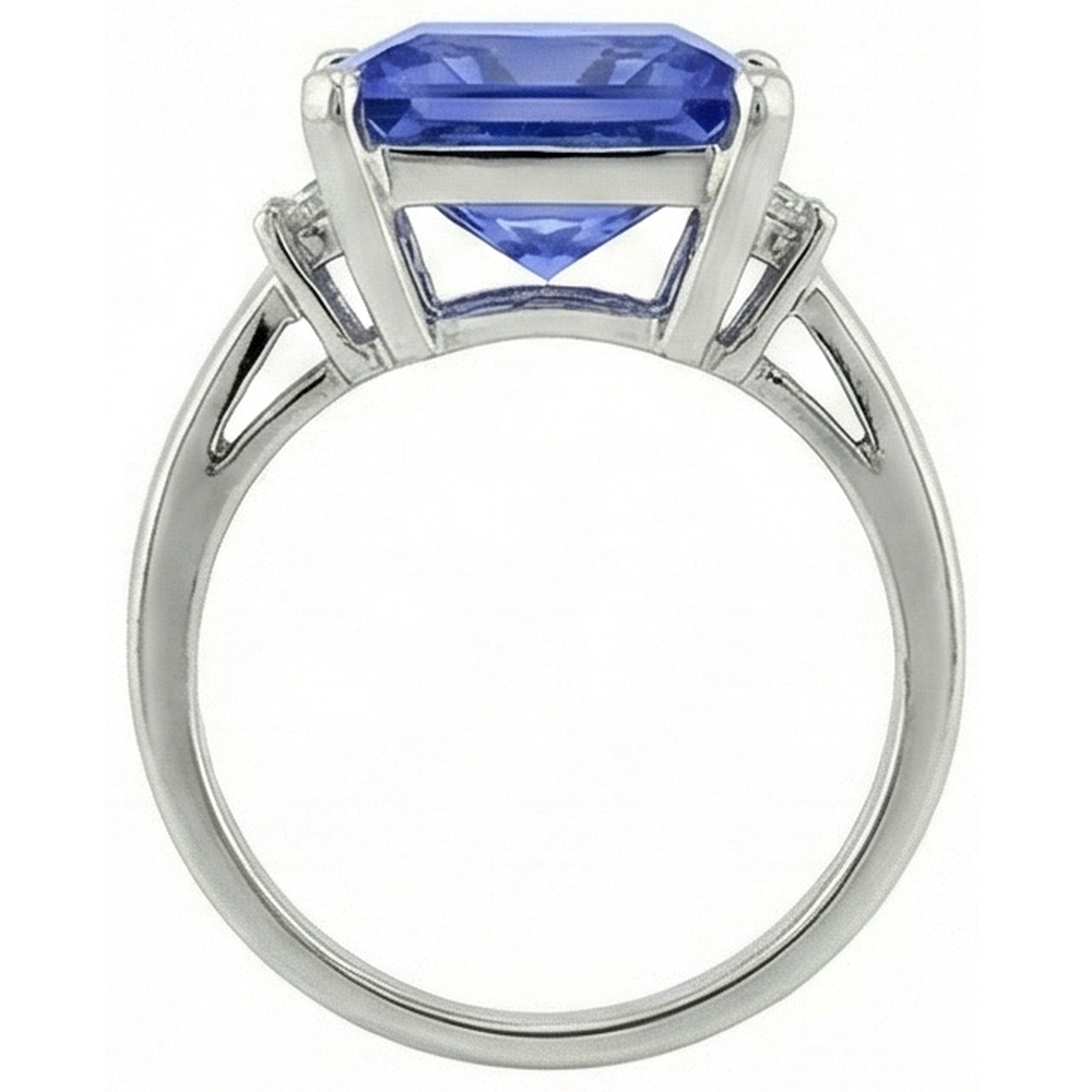 Princess Tanzanite Natural Earth Mined Diamond ( Not Lab Grown ) s 8.50 Carat Fancy Ring White Gold 14K