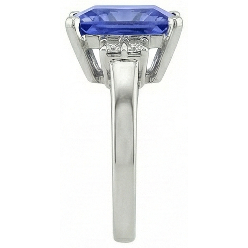 Princess Tanzanite Natural Earth Mined Diamond ( Not Lab Grown ) s 8.50 Carat Fancy Ring White Gold 14K