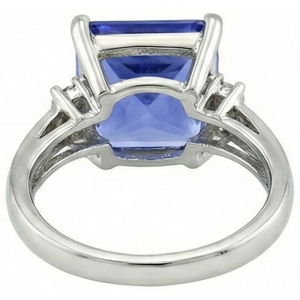 Princess Tanzanite Natural Earth Mined Diamond ( Not Lab Grown ) s 8.50 Carat Fancy Ring White Gold 14K