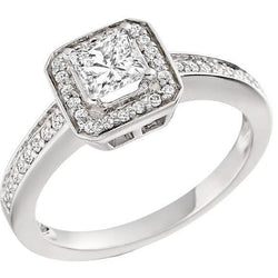 Princess And Round Cut 2.60 Ct Genuine Diamond Halo Ring