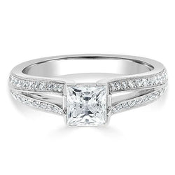 Princess And Round Cut 2.90 Carats Real Diamonds Wedding Ring