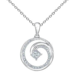 Princess And Round Love Circle Genuine Diamond Pendant White Gold 4.20 Carats