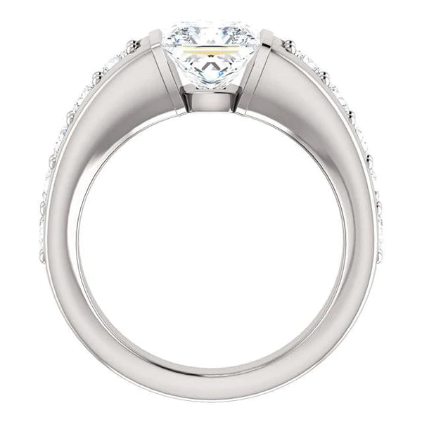 Princess And Round Real Diamond Anniversary Ring 2.41 Carat White Gold 14K