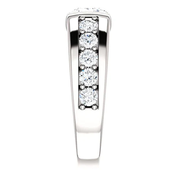 Princess And Round Real Diamond Anniversary Ring 2.41 Carat White Gold 14K