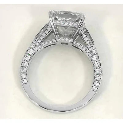 Princess Baguette Real Diamond Engagement Ring 5.10 Carats Jewelry New