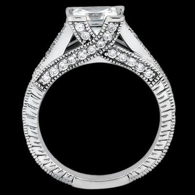 Princess Center Real Diamond 1.51 Carat Antique Style Engagement Ring
