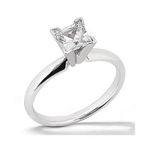 Princess Cut 0.75 Carat Real Diamond Engagement Ring White Gold 14K - Solitaire Ring-harrychadent.ca