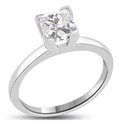 Princess Cut 0.75 Carats Real Diamond Solitaire Ring White Gold 14K