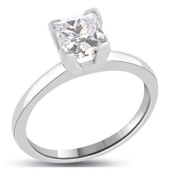 Princess Cut 0.75 Carats Real Diamond Solitaire Ring White Gold 14K - Solitaire Ring-harrychadent.ca