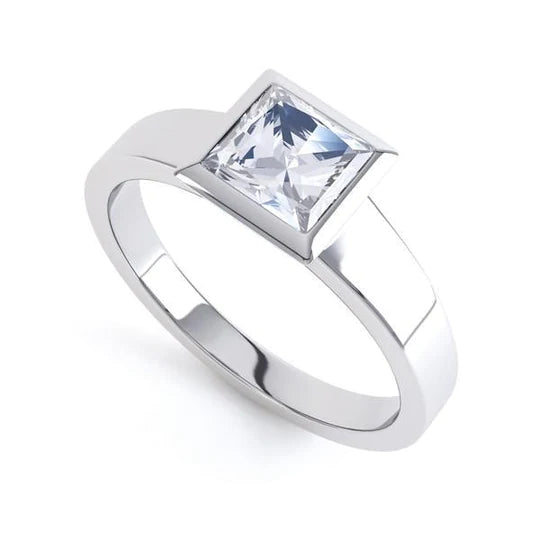 Princess Cut 1.60 Ct Solitaire Real Diamond Wedding Ring New