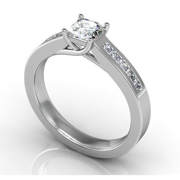 Princess Cut 1.75 Ct Genuine Diamonds Engagement Ring White Gold 14K