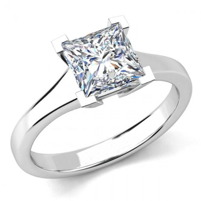 Princess Cut 1 Carat Real Diamond Engagement Ring 14K White Gold - Solitaire Ring-harrychadent.ca