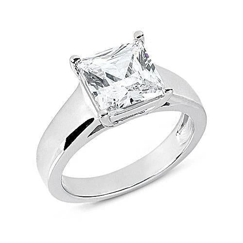 Princess Cut 1 Carat Real Diamond Engagement Ring White Gold 14K - Solitaire Ring-harrychadent.ca