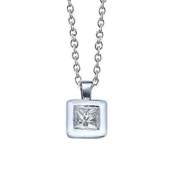 Princess Cut 1 Carats Genuine Diamonds Pendant Necklace White Gold 14K