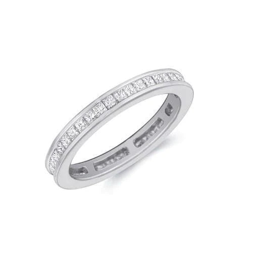 Princess Cut 2.15 Ct Real Diamonds Channel Set Engagement Band White Gold