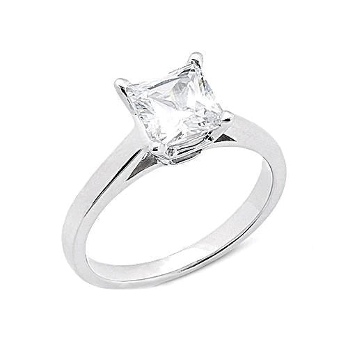 Princess Cut 2 Ct. Real Diamond Solitaire Ring White Gold