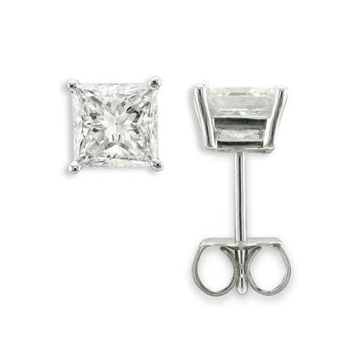 Princess Cut 4.50 Carats Real Diamonds Lady Studs Earrings Gold - Stud Earrings-harrychadent.ca