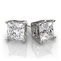 Princess Cut 5 Ct Genuine Diamonds Women Studs Earring White Gold 14K